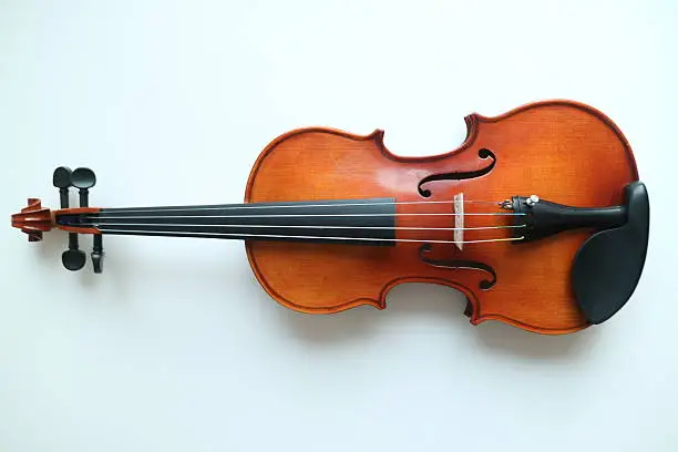 Photo of Violin front view isolated on white