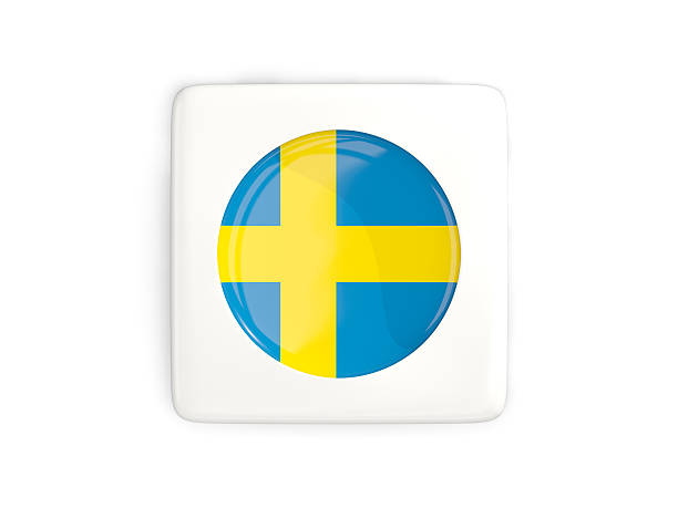 Swedish flag icon.Isolated on white background.3d rendered.