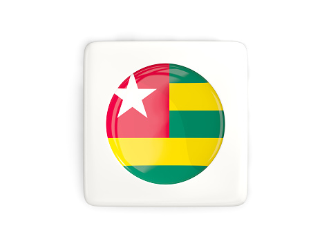 Square button with round flag of togo isolated on white. 3D illustration