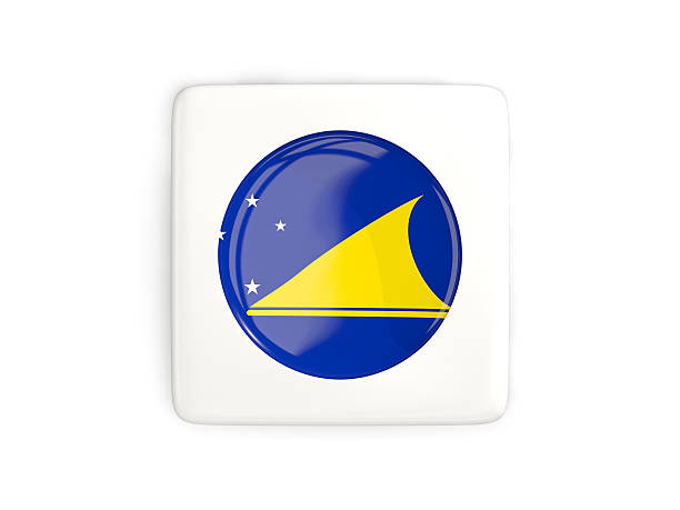 Square button with round flag of tokelau isolated on white. 3D illustration