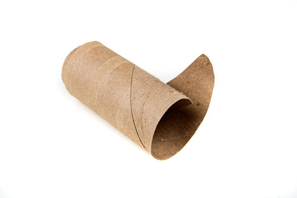 istock Unrolled toilet paper cylinder isolated on a white background 637101964