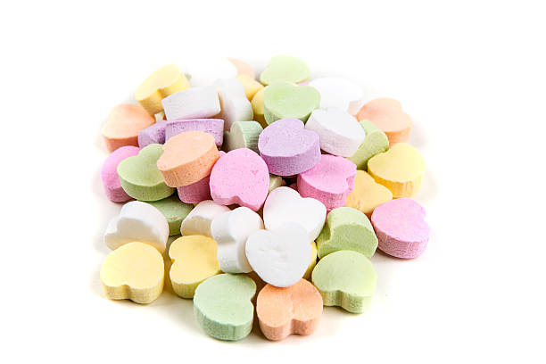 istock Blank valentine candy hearts isolated on a white background 637102136