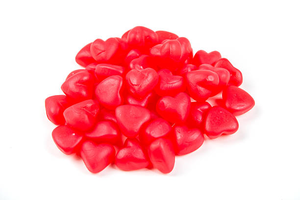 istock Heart shaped gummy candy isolated on a white background 637102316