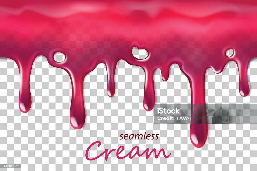 Cream Dripping Pattern Seamless Dripping Pink Cream Repeatable Isolated On Transparent Stock ...