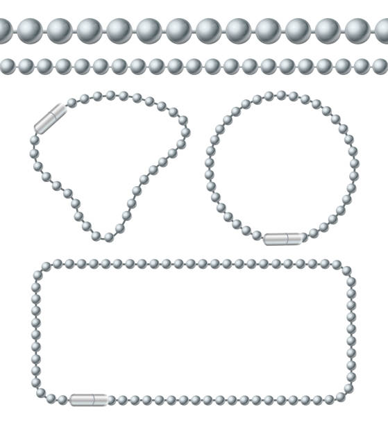 ilustrații de stoc cu lanțul de argint de link-uri ball set. vector - lanţ