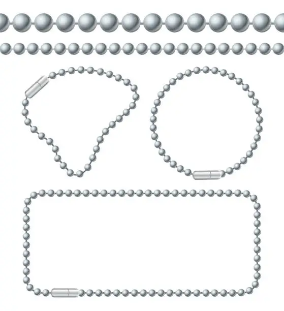 Vector illustration of Silver Chain of Ball Links Set. Vector