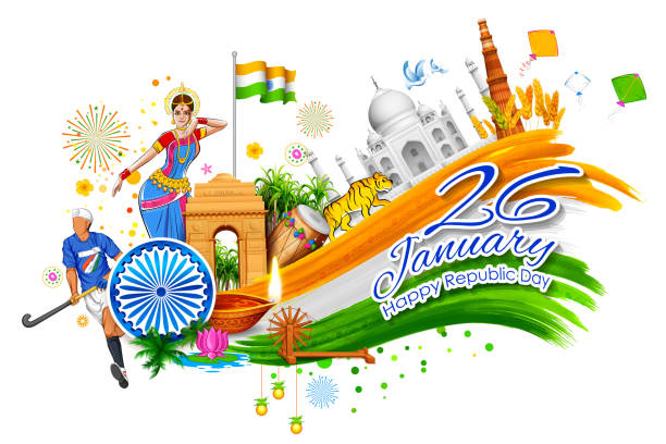 ilustrações de stock, clip art, desenhos animados e ícones de india background showing its incredible culture and diversity with monument - qutub