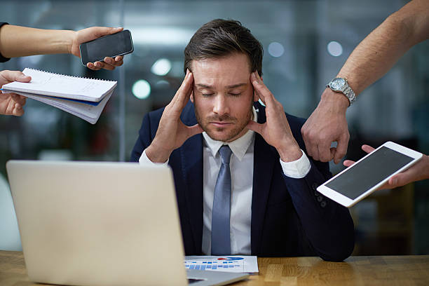 istock Corporate demads are getting to him 637114528