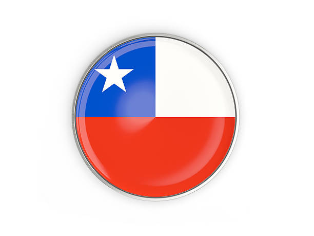 istock Flag of chile, round icon with metal frame 637115926