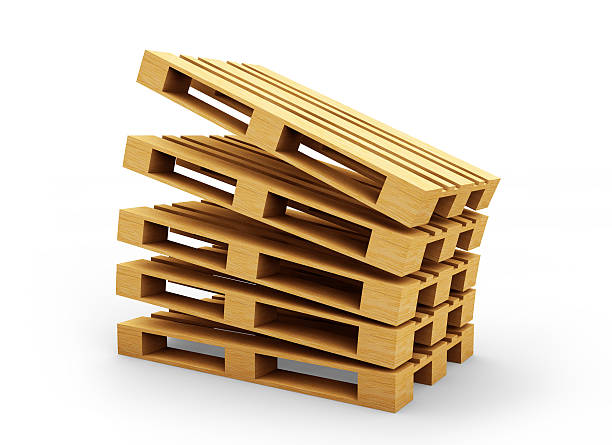 istock Wooden Euro pallets. 3D render 637118252