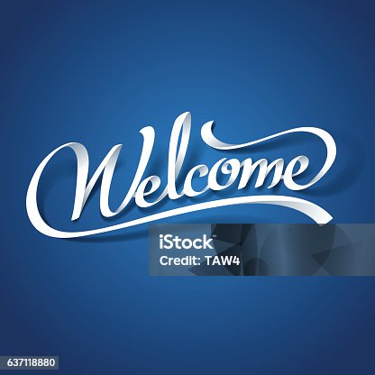 istock Paper art of Welcome calligraphy hand lettering 637118880