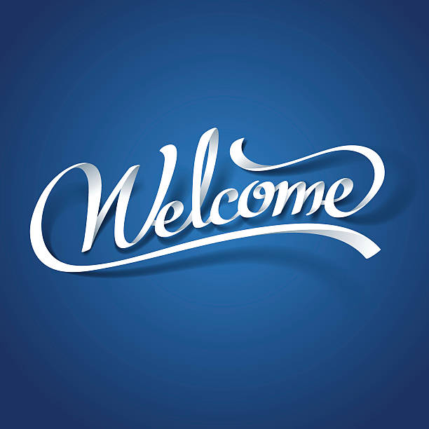 Paper art of Welcome calligraphy hand lettering Paper art of Welcome calligraphy hand lettering, vector art and illustration. welcome sign stock illustrations