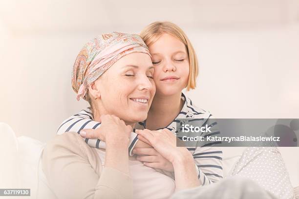 Child Embracing Ill Mother Stock Photo - Download Image Now - Cancer - Illness, Leukemia, Women