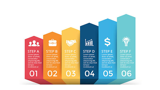 illustrazioni stock, clip art, cartoni animati e icone di tendenza di infografica frecce vettoriali verso l'alto, grafico diagramma di stato, presentazione del grafico scale - growth graph chart three dimensional shape