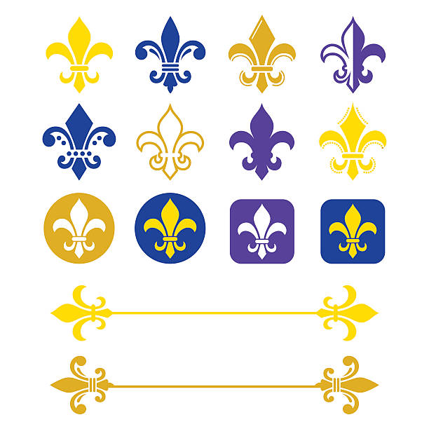 fleur de lis - французский символ, скаутинг, герализм - coat of arms france nobility french culture stock illustrations