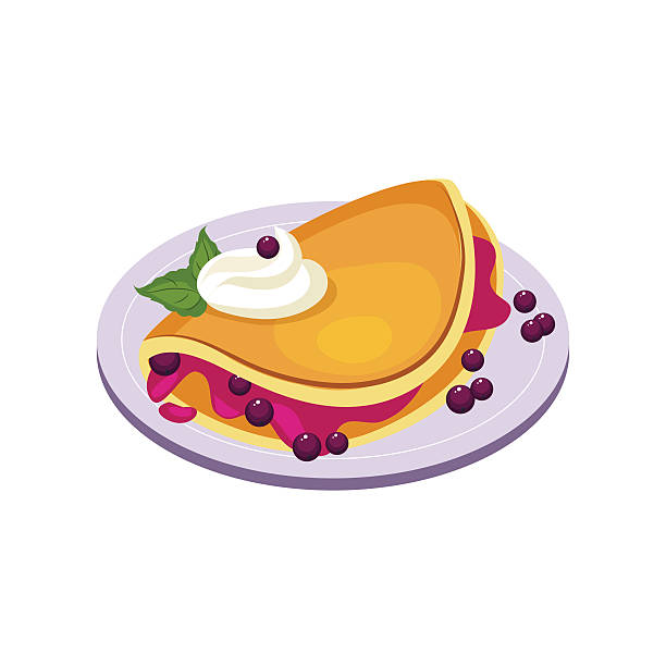 illustrations, cliparts, dessins animés et icônes de blueberry pancake breakfast food element icône isolée - chandeleur