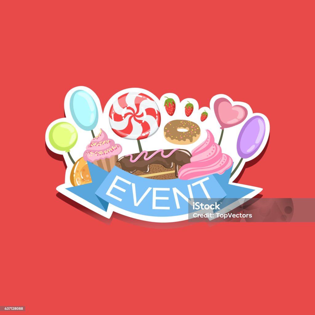 Event Activity Sticker Event Template Label Cute Sticker With Sweets Stock Illustration ...