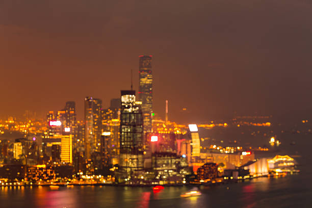 istock Hong Kong city blurred lights night view 637131956