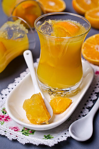 istock Orange jelly in glass 637134608