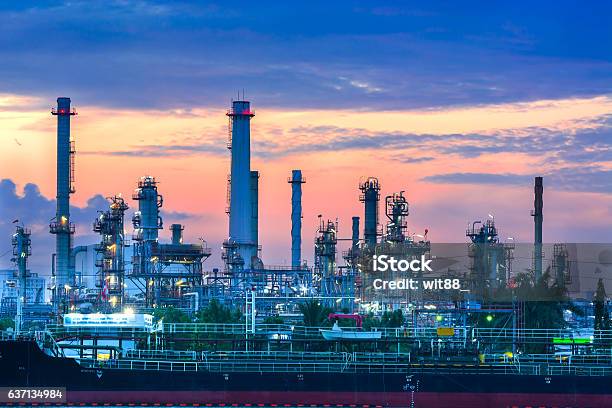 Oil Refinery In Morning Stock Photo - Download Image Now - Industry, Fuel and Power Generation, Crude Oil