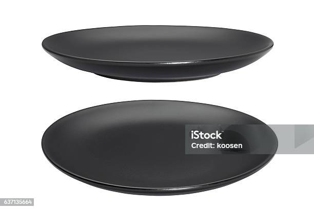 Empty Plate Stock Photo - Download Image Now - Plate, Black Color, Empty Plate