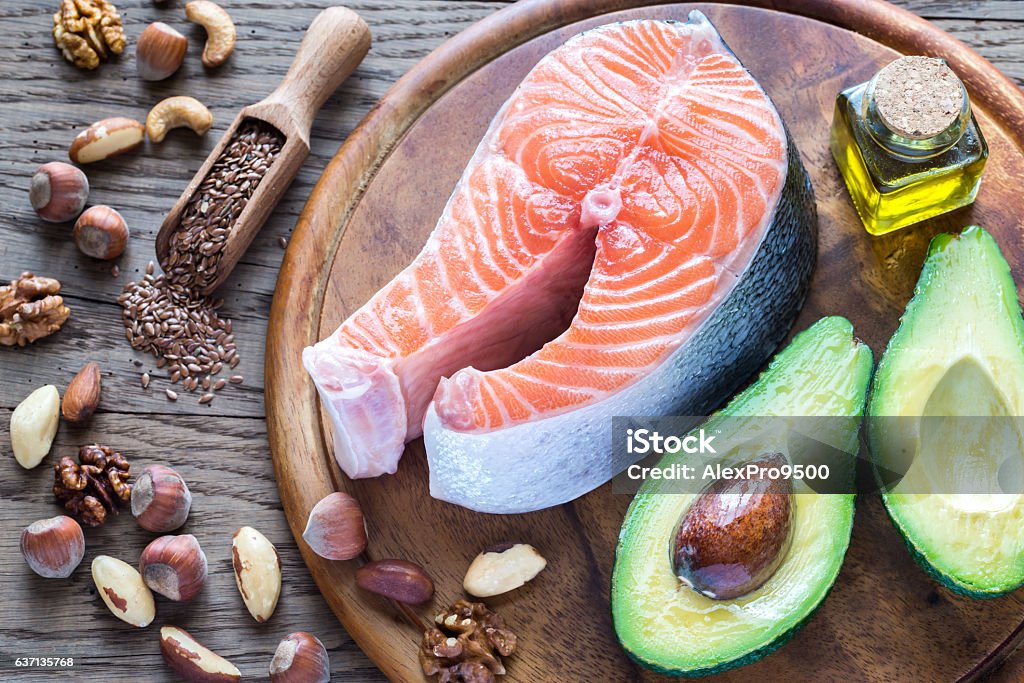 Food with Omega-3 fats Omega-3 Stock Photo