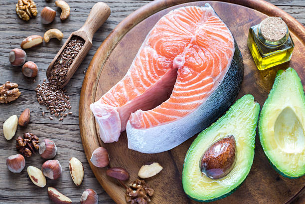 Food with Omega-3 fats stock photo