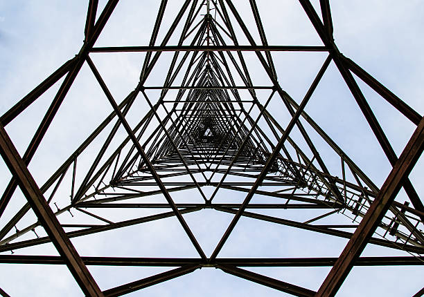texture steel structures of Antenna repeater radio. Elevation angle of the center mast position.