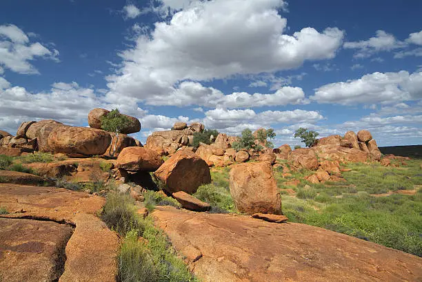 Australia, natural landmark Devils Marbles in Northern Territory