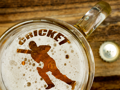Cricket player in beer foam