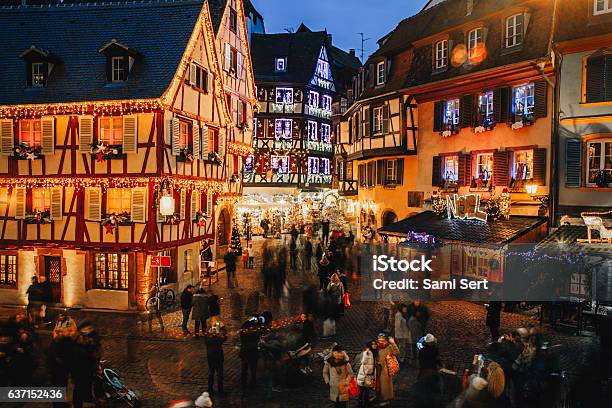Christmas Time In Colmar Alsace France Stock Photo - Download Image Now - Christmas, Christmas Market, Strasbourg