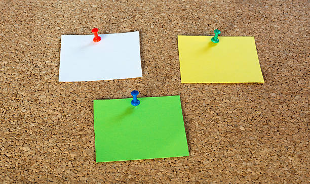 istock Thumbtack pins and notepaper on pinboard 637156956