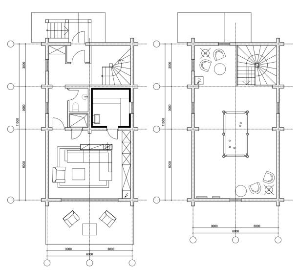 istock Standard furniture symbols used in architecture 637157516