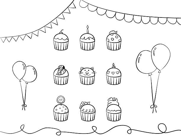 Assorted Cupcakes Illustration - ilustração de arte vetorial