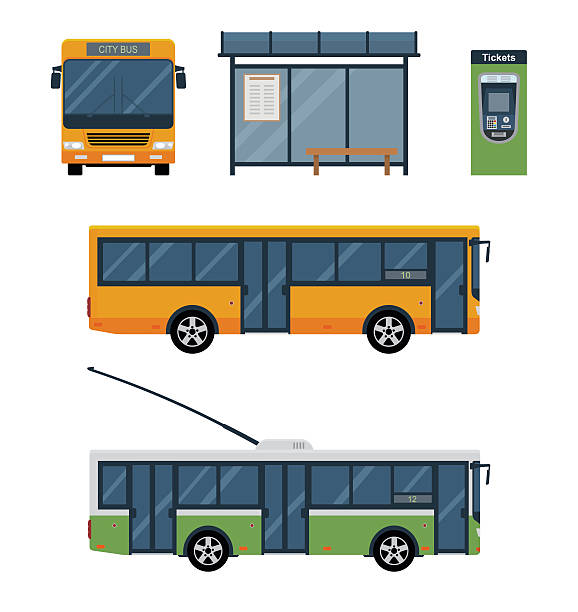 illustrazioni stock, clip art, cartoni animati e icone di tendenza di concetto di stile piatto del trasporto pubblico - transportation bus mode of transport public transportation