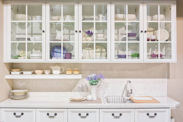 Interior of white domestic kitchen stock photo