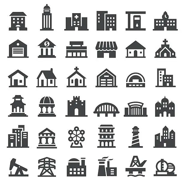 Vector illustration of Buildings Icons Set - Big Series