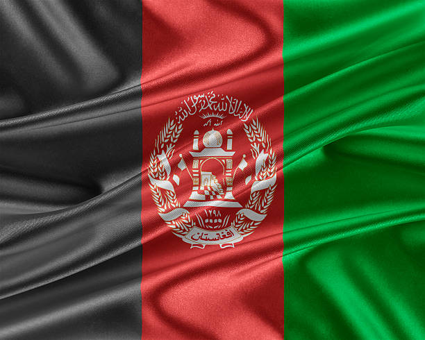 istock Afghanistan flag with a glossy silk texture. 637171504