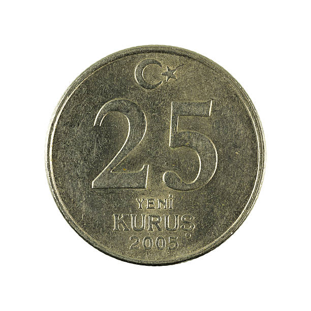 istock turkish new kurus coin 25 (2005) isolated on white background 637172144