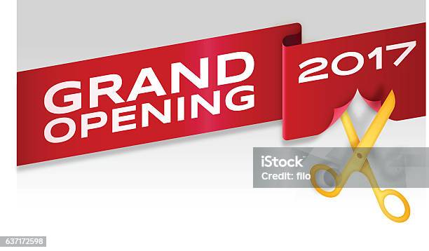 Grand Opening Ribbon Cutting Banner Store Opening Stock Illustration - Download Image Now - Opening Ceremony, Ribbon Cutting, Banner - Sign