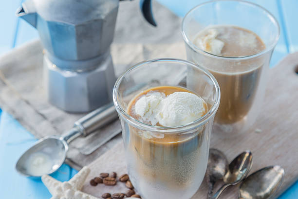 istock Summer iced coffee with milk and ice cream 637175264