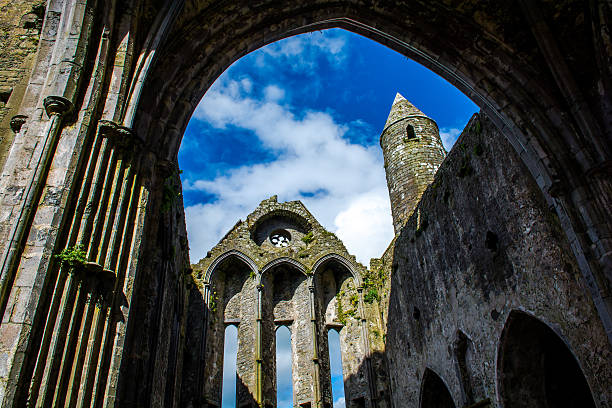 Ruin of Monastery at Rock of Cashel in Ireland stock photo