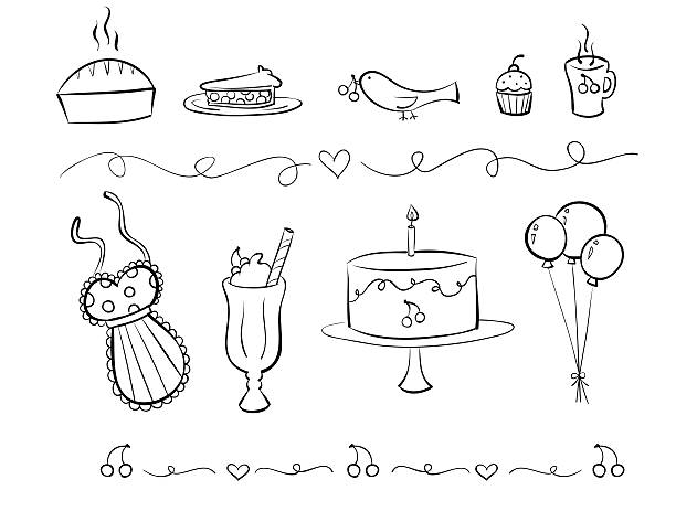 Sweets and Treats Line Art - ilustração de arte vetorial