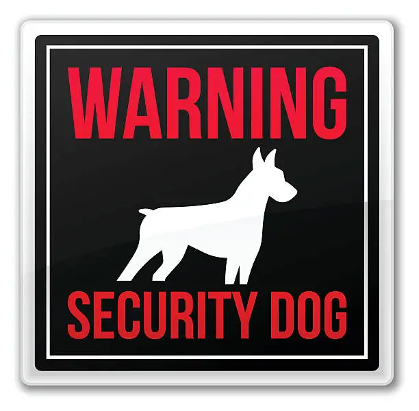 Vector illustration of Warning Security Dog Sign