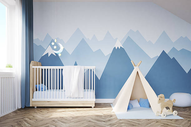 istock Baby's room with a bed and tent 637180036