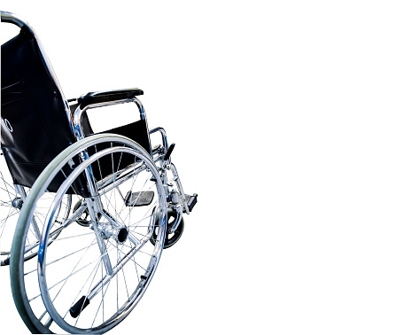 wheelchair on a white background photographed side