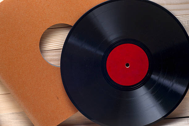 vinyl record. copy space for text. - lp jazz stockfoto's en -beelden