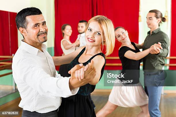 Happy Adults Enjoying Of Classical Dance Stock Photo - Download Image Now - Dancing, Learning, Waltzing