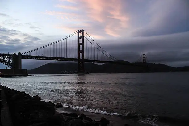 Colorful sky as the sun sets over San Francisco bay. Marin Headlands, CA. 