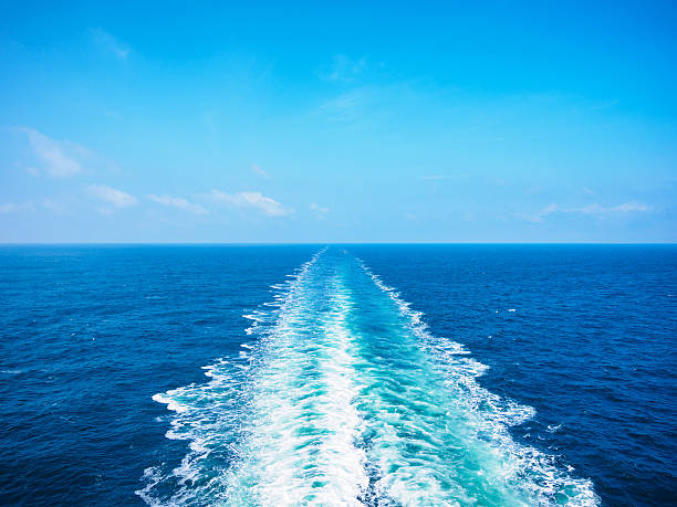 istock Ocean wake from cruise ship, on bright summer day. 637187410